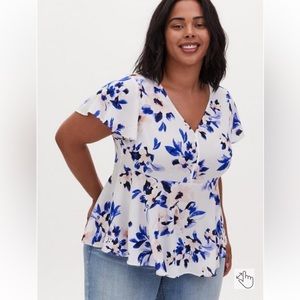 Torrid Babydoll Georgette Flutter Sleeve Blouse